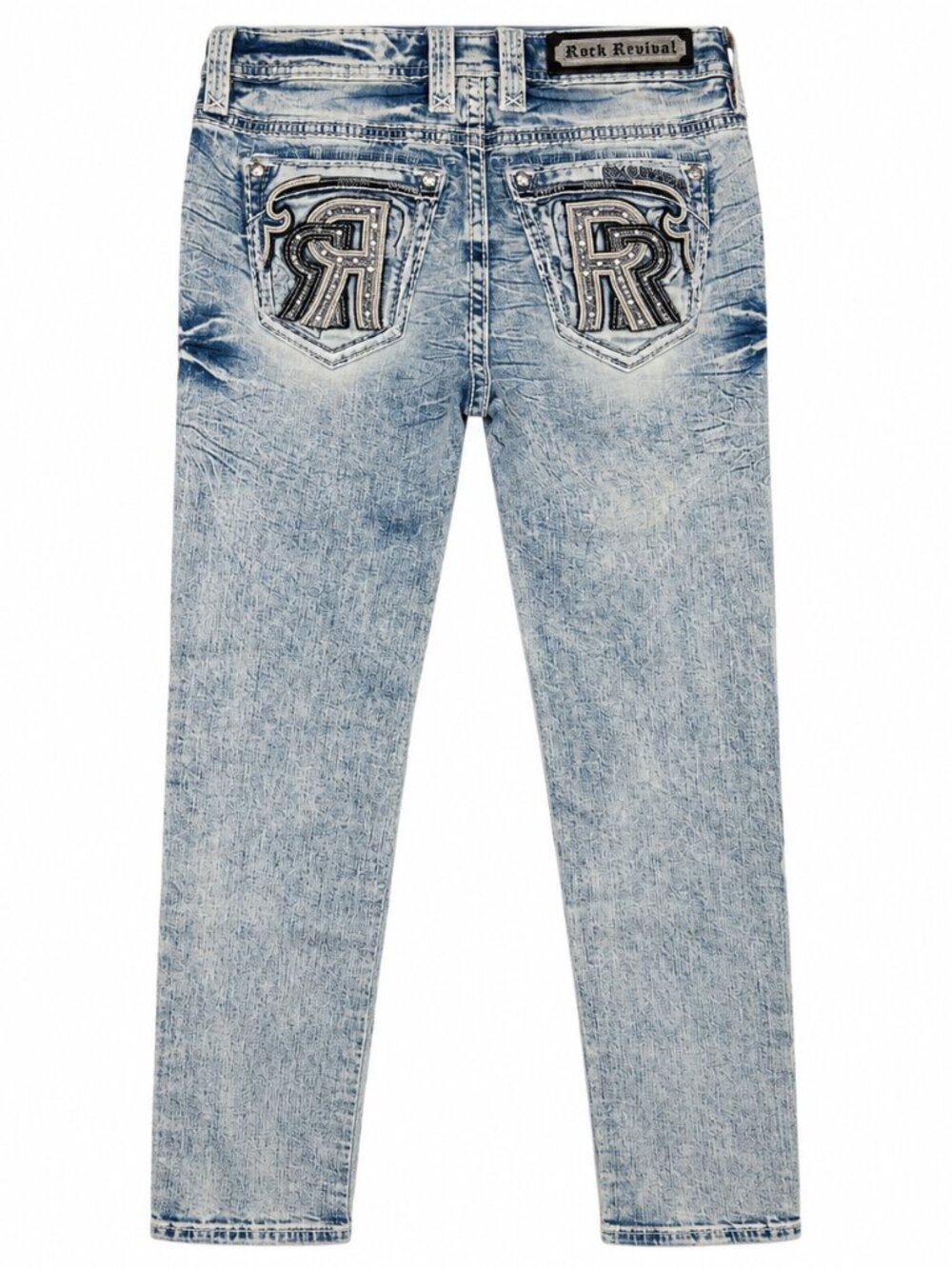 Rock Revival Acid Wash Embellished Jeans Size 27